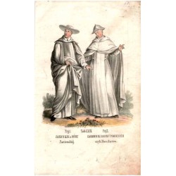 "Tab: LXIX. Fig: 1. ZAKONNIK z GÓRY Panienskiéj. Fig: 2. ZAKONNIK ZAKONU POKORNYCH czyli Humiliatów."