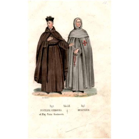 "Tab: LIII. Fig: 1. PUSTELNIK S. HIERONIMA od Błog: Piotra Gambacorta. Fig: 2. BRIGITANIN."