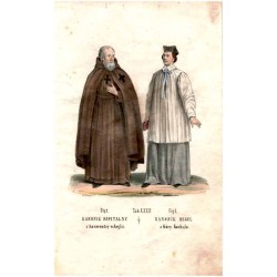 "Tab XXXII. Fig: 1. KANONIK REGUL z Góry Korbulo. Fig: 2. KANONIK SZPITALNY z konwentry w Anglii."