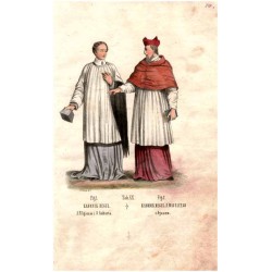 "Tab. XX. Fig: 1. KANONIK REGUL. S. Eligiusza i S. Auberta. Fig: 2. KANONIK REGUL. S. MAURICEGO z Agauno."