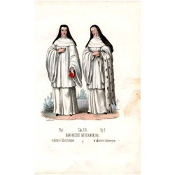 "Tab: XIV. KANONICZKI LATERANENSKIE. Fig: 1. w ubiorze klasztornym Fig: 2. w ubiorze chórowym.