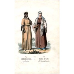 "Tab: II. Fig: 1. ZAKONNICA KOPTISTKA. czyli Egipcyanka S Antoniego. Fig: 2. ZAKONNICA ABISYNSKA. czyli Etyopka."