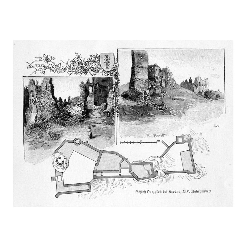 "Schloß Odrzykoń bei Krosno, XIV. Jahrhundert."