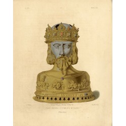 1) Głowa srebrna św. Zygmunta w Płocku 2) Korona od głowy srebrnej św. Zygmunta / [1] "GŁOWA SREBRNA S. ZYGMUNTA W PŁOCKU. R. 1