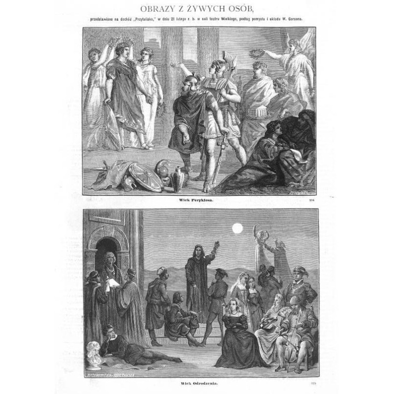 "OBRAZY Z ŻYWYCH OSÓB, przedstawione na dochód "Przytuliska," w dniu 21 lutego r. b. w sali teatru Wielkiego, podług pomysłu i u