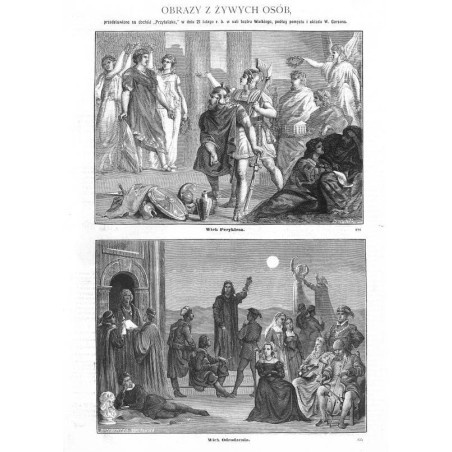 "OBRAZY Z ŻYWYCH OSÓB, przedstawione na dochód "Przytuliska," w dniu 21 lutego r. b. w sali teatru Wielkiego, podług pomysłu i u