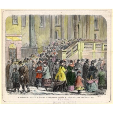 Warszawa: przed kościołem Świętego Krzyża w niedzielę po nabożeństwie (2140) / "WARSZAWA: PRZED KOŚCIOŁEM ŚWIĘTEGO KRZYŻA W NIED