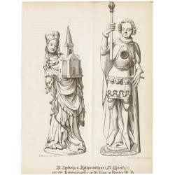 "St. Hedwig u. Religienfigur [St. Moritz?] aus der Hedwigskapelle zu St. Clara in Breslau XIV [...]"