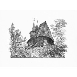 Tabl. 34. Kościół w Połomii, pow. rybnicki, z roku 1575 / "TABL. 34. KOŚCIÓŁ W POŁOMII, POW. RYBNICKI, Z ROKU 1575."