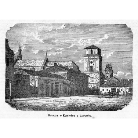 [1] "Katedra w Kamieńcu z dzwonnicą." [2] "Fronton katedry."