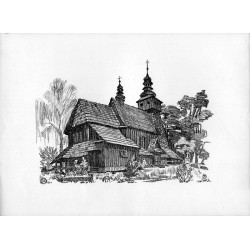 Tabl. 35. Kościół w Warszowicach, pow. pszczyński, wiek XVII, barokowe zwieńczenie wieży i sygnaturki / "TABL. 35. KOŚCIÓŁ W WAR