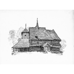 Tabl. 22. Kościółek w Łagiewnikach Wielkich, pow. lubliniecki, koniec wieku XVI. Wieża od dołu zbudowana w "wieńcówkę". Boczna,