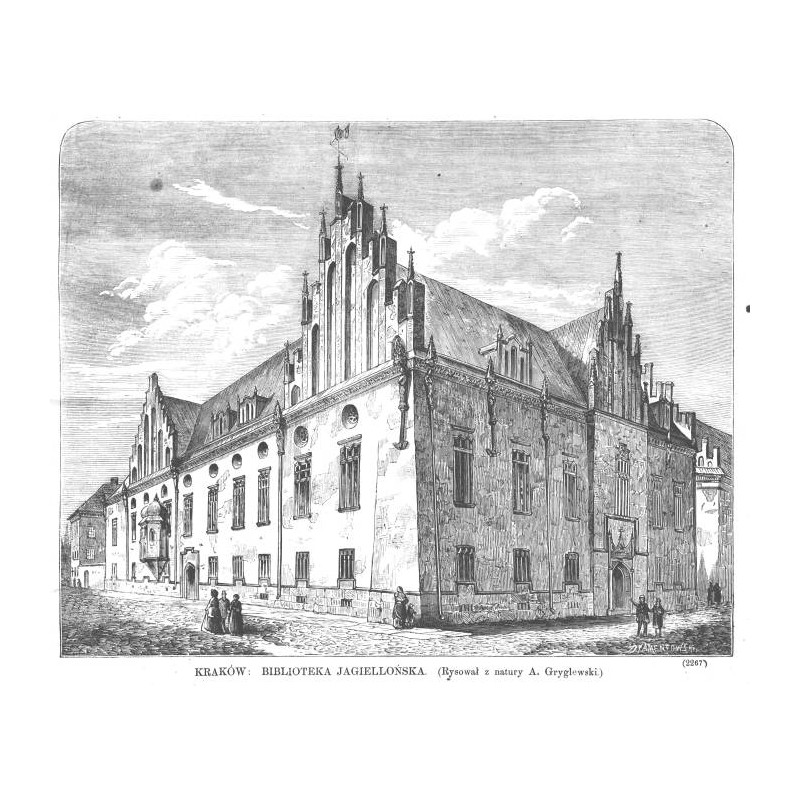 Kraków. Biblioteka Jagiellońska. Rysował z natury A. Gryglewski 2267 / "KRAKÓW: BIBLIOTEKA JAGIELLOŃSKA. (Rysował z natury A. Gr
