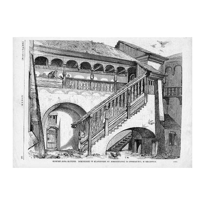 Rysunki Jana Matejki: Dziedziniec w klasztorze PP. Norbertanek na Zwierzyńcu, w Krakowie 2428 / "RYSUNKI JANA MATEJKI: DZIEDZINI