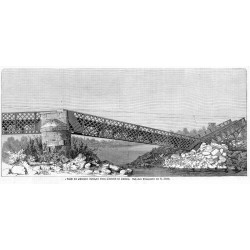 "Ansicht des gesprnengten Theils der Grenz-Oderbrücke bei Oderberg. Nach einer Photographie von A. Scholtz."