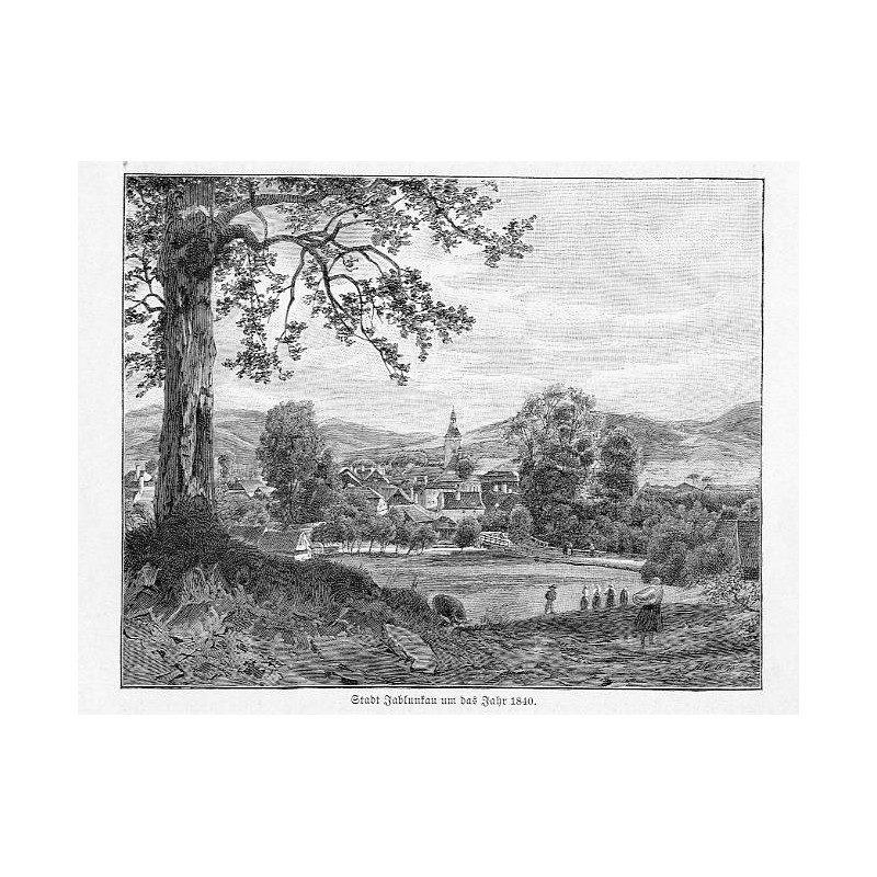 "Stadt Jablunkau um das Jahr 1840."