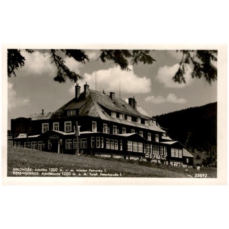 Krkonoše: Adolfka 1200 m. n. m. telefon Petrovka 1. Riesengebirge: Adolfbaude  1200 m ü. M. Telef. Peterbaude 1. 25892