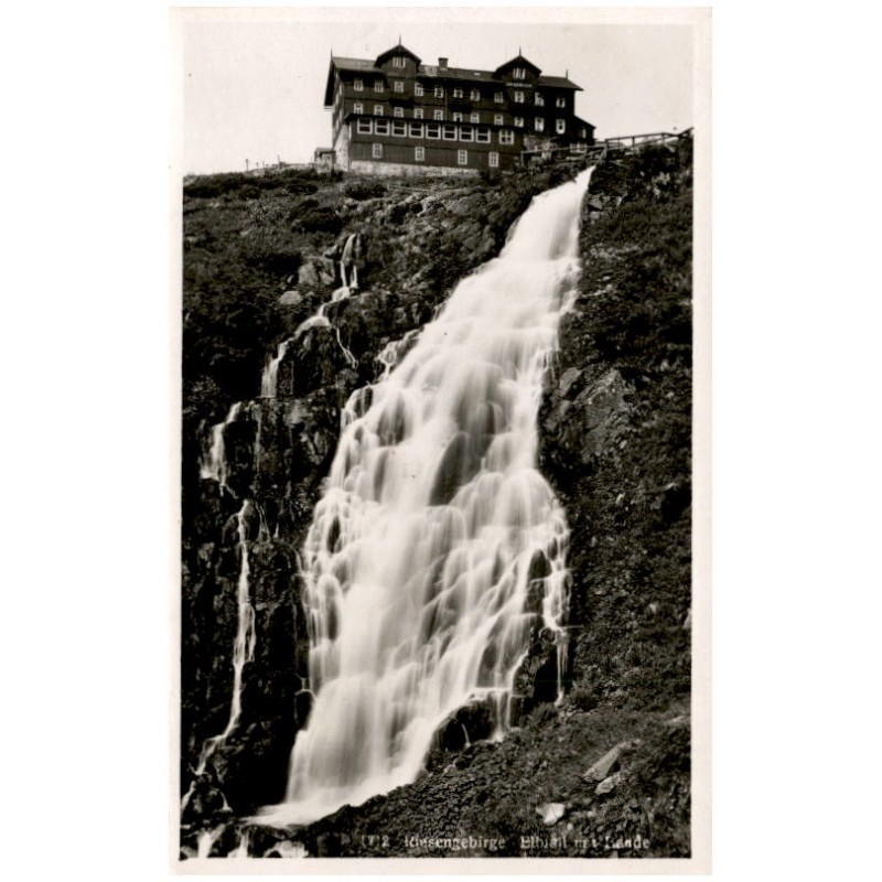 1712. Riesengebirge Elbfall mit Baude
