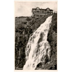 Riesengebirge, Die Elbfallbaude. (1285m) 6504 / Rewers: Riesengebirge. (Sudetengau) Der Elbfall mit Elbfallbaude (1284m)