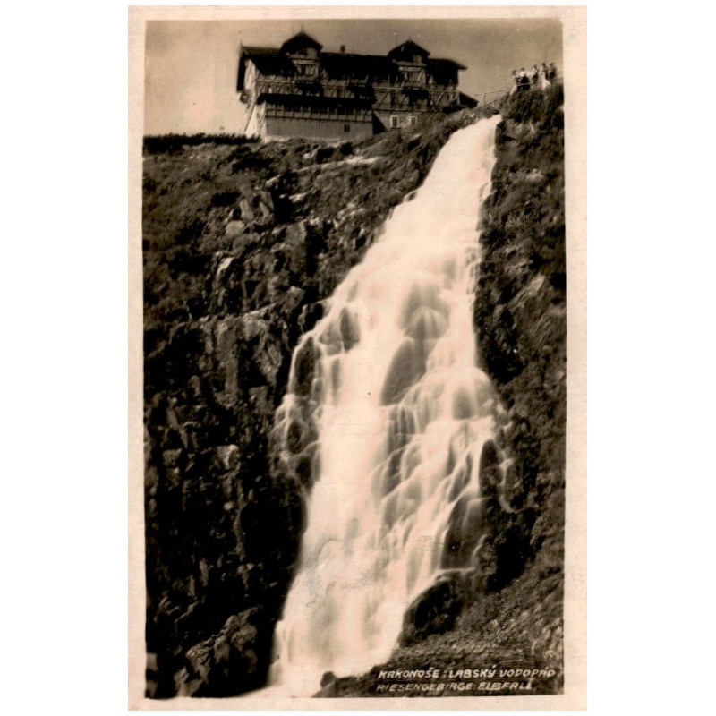 Krkonoše: Labský vodopád. Riesengebirge: Elbfall
