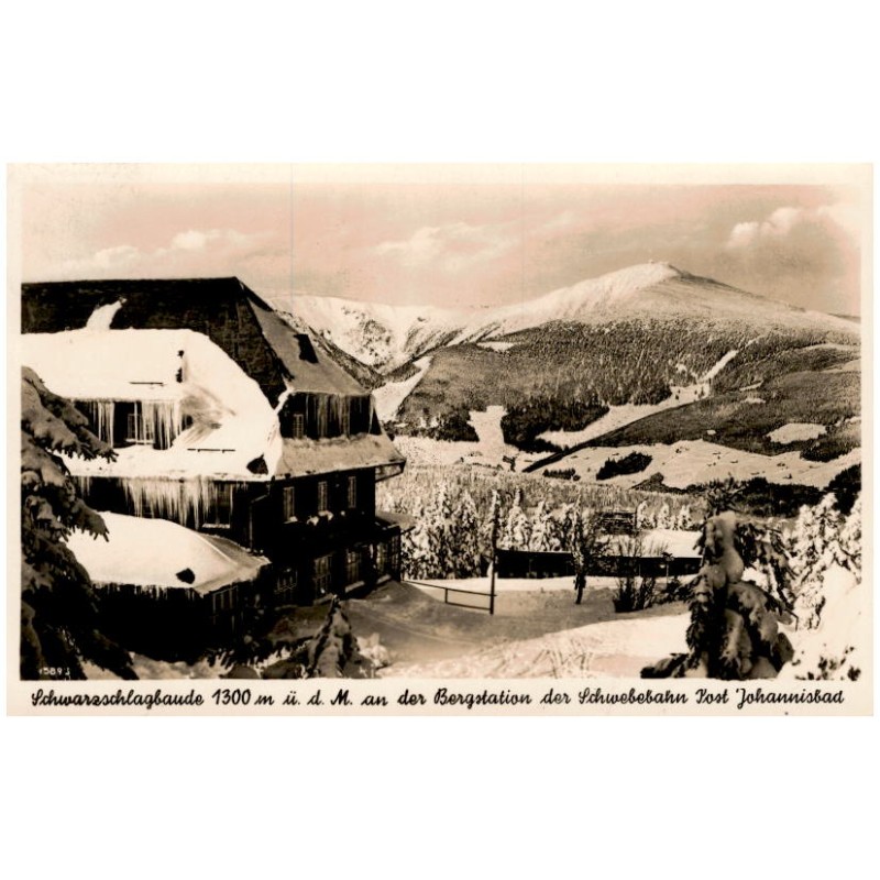 Schwarzschlagbaude 1300 m ü. d. M. an der Bergstation der Schwebebahn Post Johannisbad. 15893