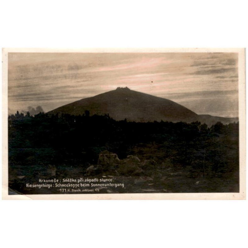 Krkonoše: Sněžka při západu slunce. Riesengebirge: Schneekoppe beim Sonnenuntergang. 171