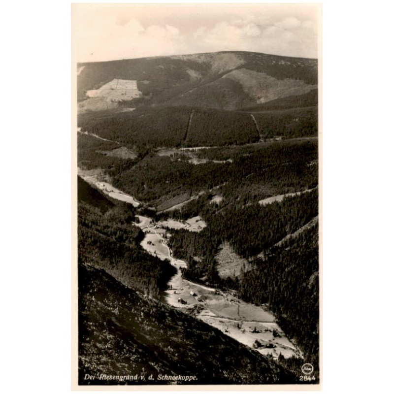 Der Riesengrund v. d. Schneekoppe. 2844 / Rewers: Riesengebirge. Der Riesengrund von der Schneekoppe