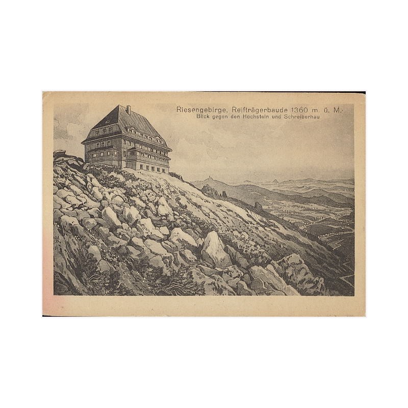 Riesengebirge, Reifträgerbaude 1360 m ü. M. Blick gegen den Hochstein und Schreiberhau