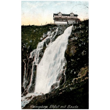 Riesengebirge, Elbfall mit Baude.