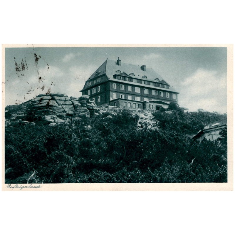 Reifträgerbaude / Rewers: Riesengebirge. Reifträgerbaude (Deutschböhmerhaus) 1360 m ü. M.