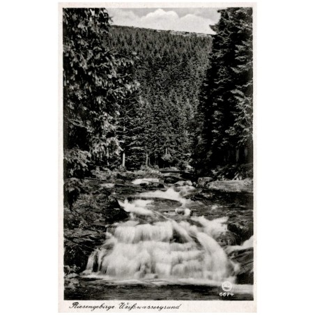 Riesengebirge. Weißwassergrund. 6674 / Rewers: Riesengebirge / Sudetengau. Der Weißwassergrund b. Spindelmühle