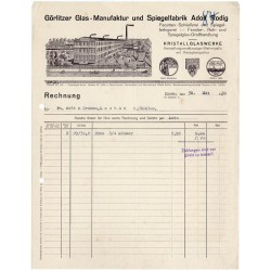 "Görlitzer Glasmanufaktur und Spiegelfabrik Adolf Rodig Facetten- und Kristall-Schleiferei Fenster-, Guß- und Spiegelglas-Großha