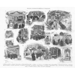 "WYSTAWA GOSPODARCZO SPOŻYWCZA W WARSZAWIE. 1. Widok na salę III. - 2. Majoliki Nieborowskie. - 3. Widok Sali III (ze sceny). -