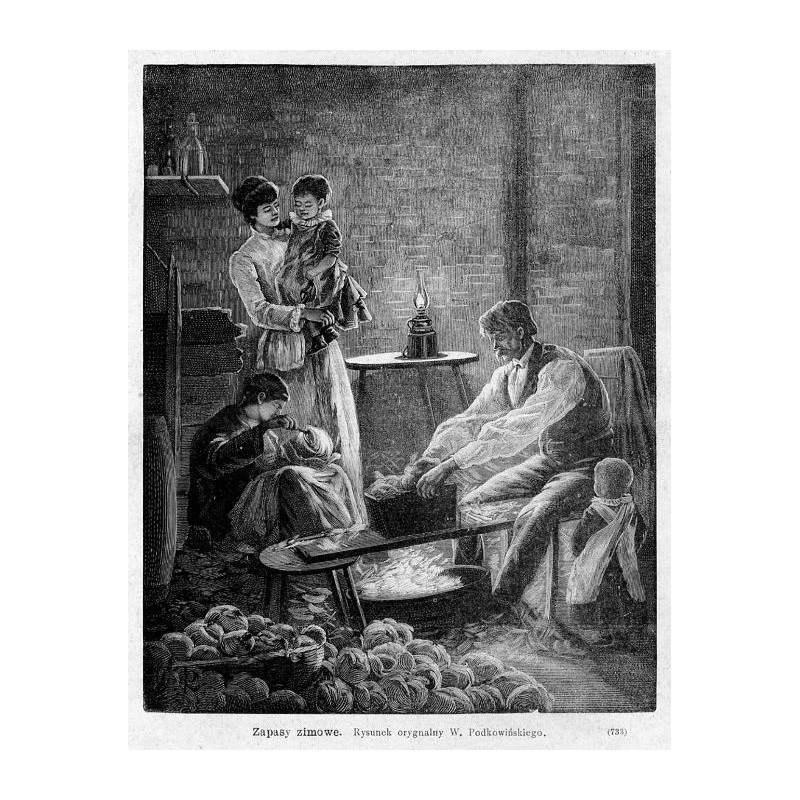 "Zapasy zimowe. Rysunek oryginalny W. Podkowińskiego. (733)"