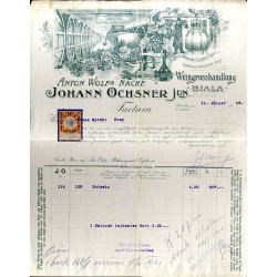 "ANTON WOLFs NACHF. JOHANN OCHSNER JUN. Gründungsjahr Weingrosshandlung BIALA,  am. 20. Jänner 1916. St. Bielitz Factura"