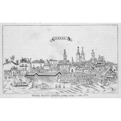 1) Widok miasta Leszna podług ryciny z roku 1775 2) Leszno / 1) "WIDOK MIASTA LESZNA podług ryciny z roku 1775." 2) "Leszno."