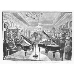 "Wystawa odzieży i sprzętów mieszkalnych. - Sala główna. Rysował W. Podkowiński. [...] (1687)"