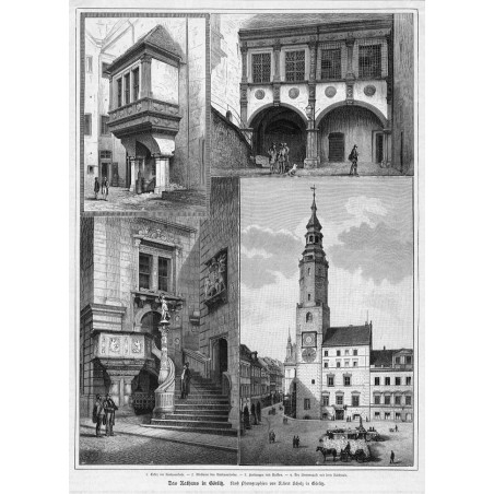 "Das Rathaus in Görlitz. Nach Photographien von Robert Scholz in Görlitz. 1. Erker im Rathaushofe. - 2. Westseite des Rathaushof