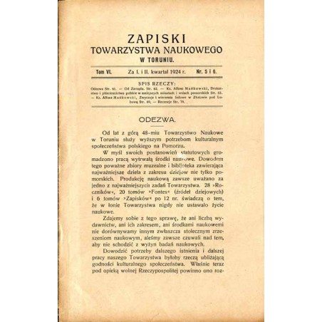 Zapiski Towarzystwa Naukowego w Toruniu. T. 6 (1924). Nr 5 i 6 (I. i II. kwartał 1924) / Drukarstwo i piśmiennictwo polskie w mn