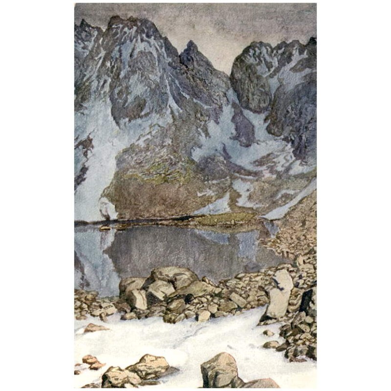 Otakar Štáfl: Vysoké Tatry. Žabi Pleso (1920 m nad mořem) a Žabi Kůň. (Cestou na Rysy.)