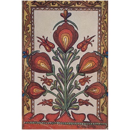 Ozdoby wyszywane z serdaka góralskiego, zwane "róże", po brzegach ornament zwany "gadzik"