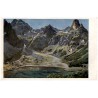 Zelené pleso s pozadim Kriváňa 2496 m a Krátkej dľa orig. E. Kosy. Le lac vert situé, á 2026 mètres dans les Tatra. The green-la