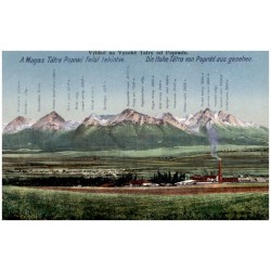Výhľad na Vysoké Tatry od Popradu. A Magas Tátra Poprád felöl tekintve. Die Hohe Tátra von Poprád aus gesehen.