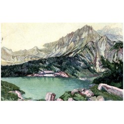 Jára Sedláček: Tatry - Tátra. Popradské jazero, 1513 m. Popper-See, 1513 m. Poprádi-tó, 1513 m