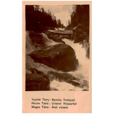 Vysoké Tatry: Spodny Vodopad. Hoche Tatra: Unterer Wasserfall. Magas Tátra: Alsó vizesés