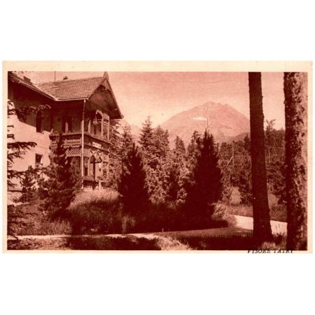 Tatranská Polianka. Kúpelný dom a Gerlachovsky štít. Westerheim. Badehaus und Gerlachsdorfer Spitze. Tátra Széplak. Fürdöhaz és