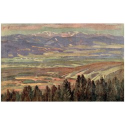 Výhled od Štrbského plesa na nizké Tatry.