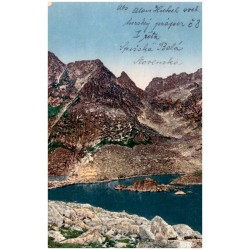 Žabie Pleso v Mengusovskej doline 1920 m Simonova vež 2300 m. Frosch-See im Mengsdorfer-Tal. Simon-Turm.  Békás tó a Menguszfalv