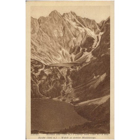 Tatry. Morskie Oko (1393 m.) i Czarny Staw (1583 m.) u stóp Rysów (2593 m.) - Widok ze stoków Miedzianego