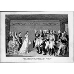 "Begegnung der Königin Louise mit Kaiser Alexander I. am 10. November 1802. Nach dem Kupferstiche von J. Fr. Bolt Originalgemäl
